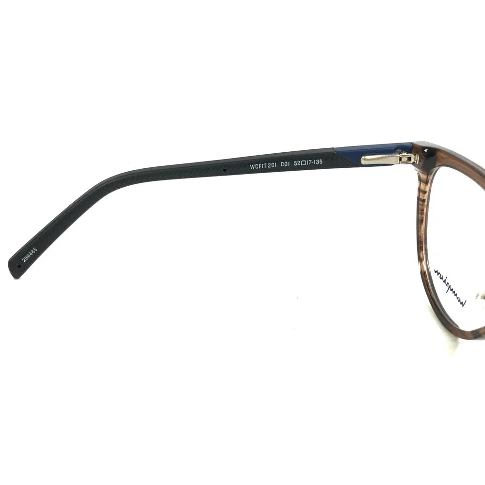 Champion Eyeglasses Frames WCFIT 201 C01 Brown Striped Blue Cat Eye 52-17-135